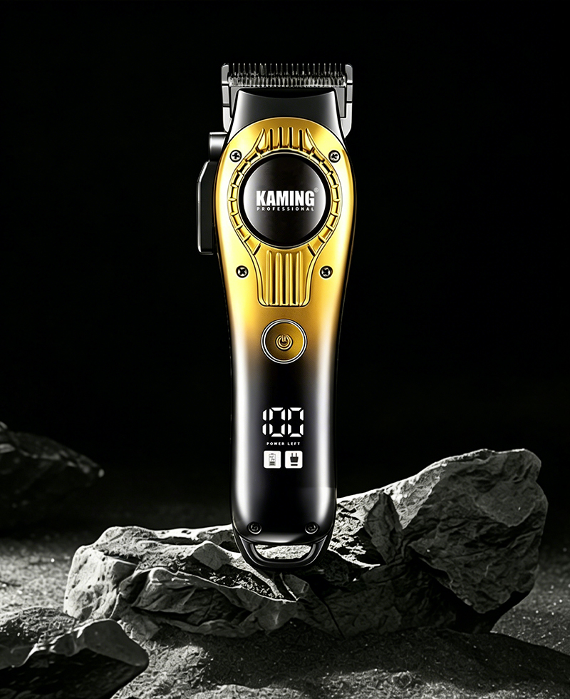 Kaming 1708 Máquina de cortar cabelo elétrica silenciosa, máquina de cortar cabelo profissional para uso em salão com visor digital